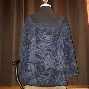 Maurice's blouse with lace trim along the neckline